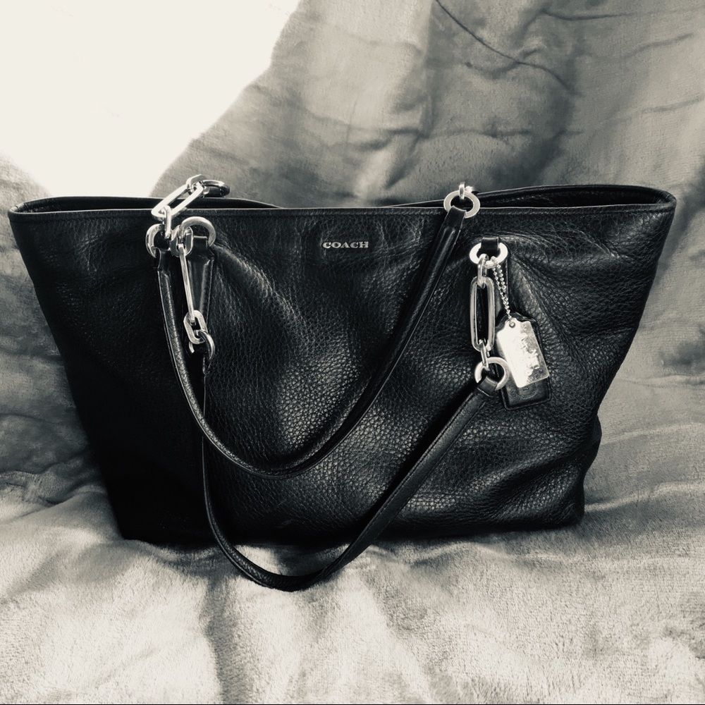 Coach Black and Silver leather Tote Bag